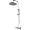 Wiesbaden Caral Thermostatische Regendoucheset - met 25cm Ronde Hoofddouche en Staafhanddouche - Opbouw - Geborsteld Staal