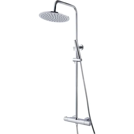 Wiesbaden Caral Thermostatische Regendoucheset - met 25cm Ronde Hoofddouche en Staafhanddouche - Opbouw - Hoogglans Chroom