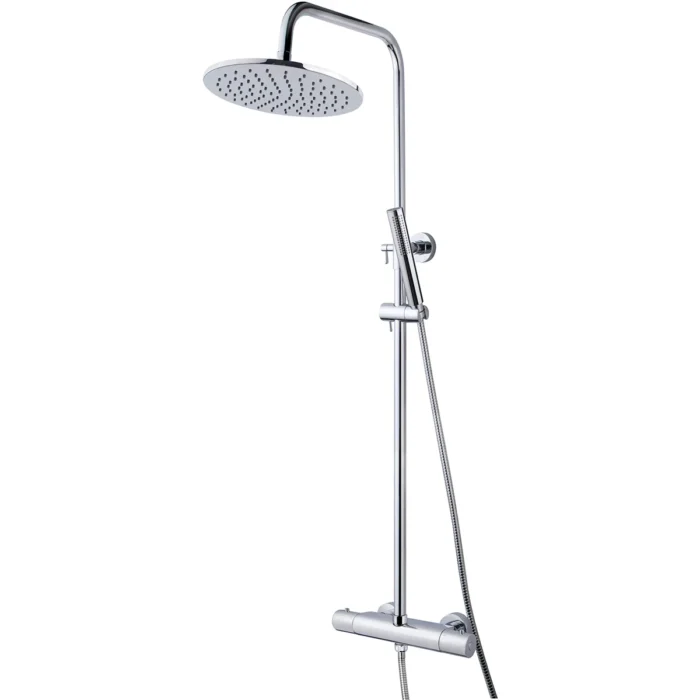 Wiesbaden Caral Thermostatische Regendoucheset - met 25cm Ronde Hoofddouche en Staafhanddouche - Opbouw - Hoogglans Chroom