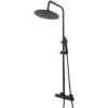 Wiesbaden Caral Thermostatische Regendoucheset - met 25cm Ronde Hoofddouche en Staafhanddouche - Opbouw - Mat Zwart