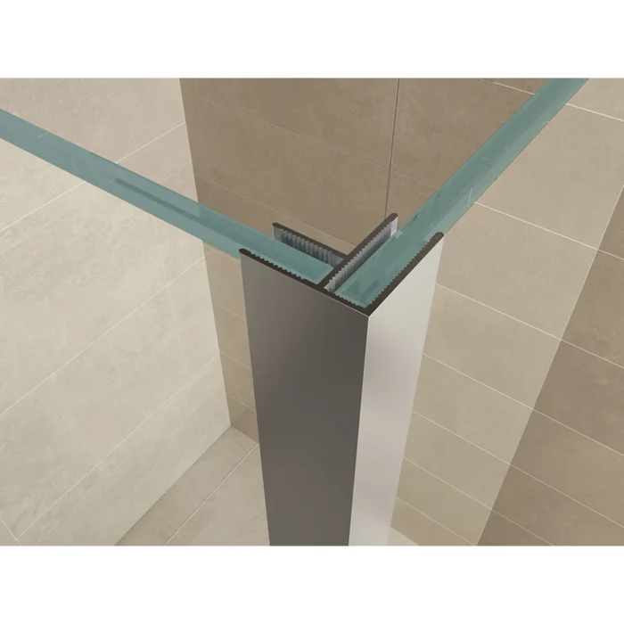 Wiesbaden Comfort Zijwand met Hoekprofiel - 30x200x10cm - 1 wand - NANO - Helder Glas/Chroom