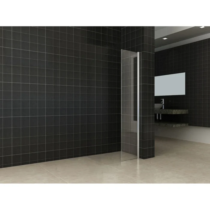Wiesbaden Comfort Zijwand met Muurprofiel - 30x200x10cm - 1 wand - NANO - Helder Glas/Chroom