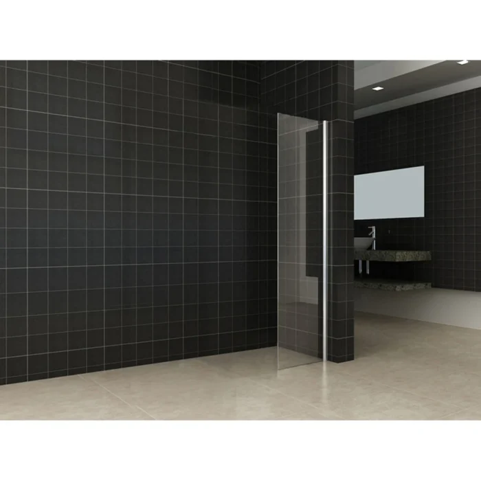 Wiesbaden Comfort Zijwand met Muurprofiel - 40x200x10cm - 1 wand - NANO - Helder Glas/Chroom