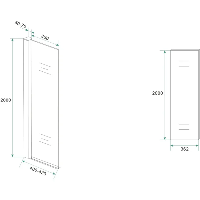 Wiesbaden Comfort Zijwand met Muurprofiel - 40x200x10cm - 1 wand - NANO - Helder Glas/Chroom