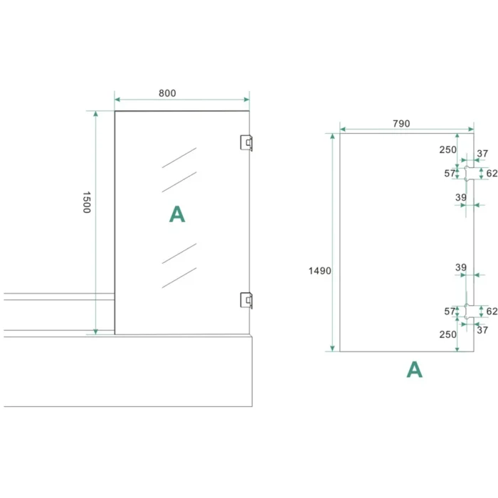 Wiesbaden Less Badwand - 800x1500x6mm - Draaibaar - 1 wand - NANO - Helder Glas/Chroom