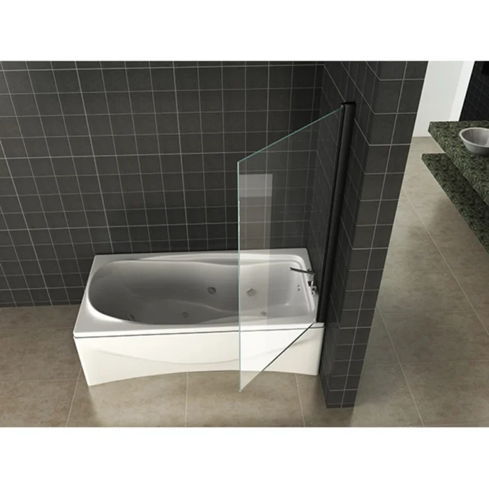 Wiesbaden Orbit Badwand - 800x1500x6mm - Draaibaar - 1 wand - NANO - Helder Glas/Mat Zwart