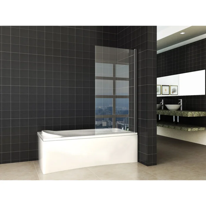 Wiesbaden Orbit Badwand - 800x1500x6mm - Draaibaar - 1 wand - NANO - Helder Glas/Mat Zwart