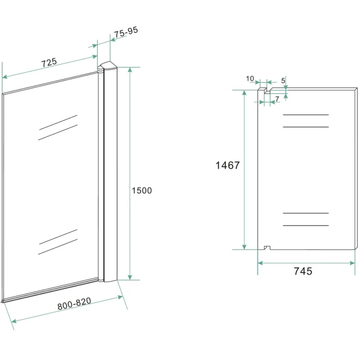 Wiesbaden Orbit Badwand - 800x1500x6mm - Draaibaar - 1 wand - NANO - Helder Glas/Mat Zwart