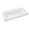Wiesbaden Vision Badmeubelset - 100x46cm - 1 rechthoekige kunstmarmeren wasbak wit - 2 lades - 1 kraangat - Walnoot