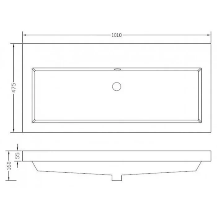 Wiesbaden Vision Badmeubelset - 100x46cm - 1 rechthoekige kunstmarmeren wasbak wit - 2 lades - 1 kraangat - Walnoot