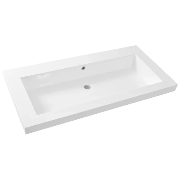Wiesbaden Vision Badmeubelset - 100x46cm - 2 lades - 1 kraangat - Kunstmarmer - Glans Wit