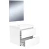 Wiesbaden Vision Badmeubelset - 60x46cm - 2 lades - 1 kraangat - Kunstmarmer - Glans Wit