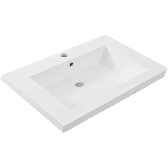 Wiesbaden Vision Badmeubelset - 60x46cm - 2 lades - 1 kraangat - Kunstmarmer - Glans Wit
