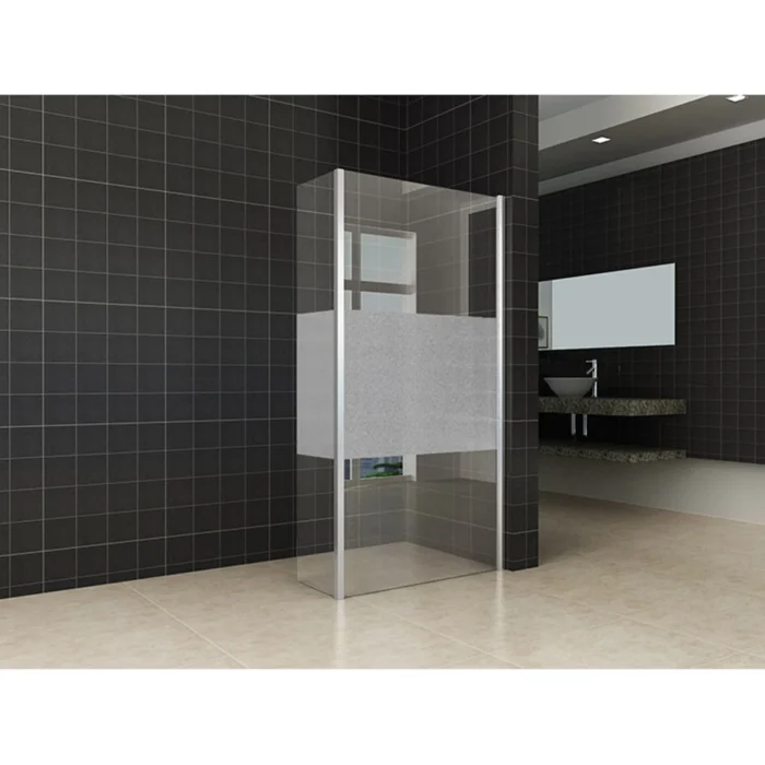 Wiesbaden Zijwand met Hoekprofiel - 40x200x10cm - 1 wand - NANO - Gedeeltelijk Mat Glas