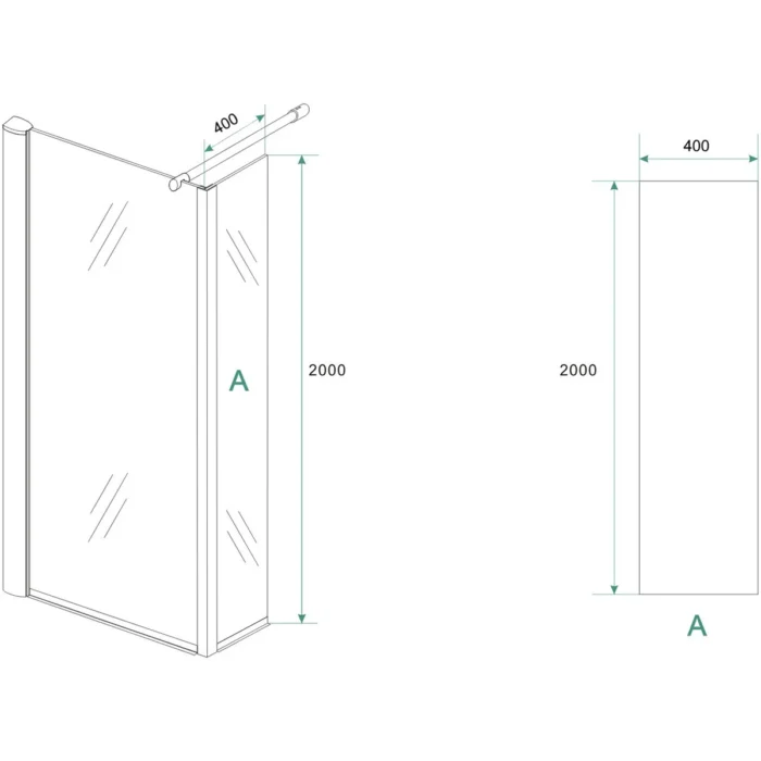 Wiesbaden Zijwand met Hoekprofiel - 40x200x10cm - 1 wand - NANO - Gedeeltelijk Mat Glas