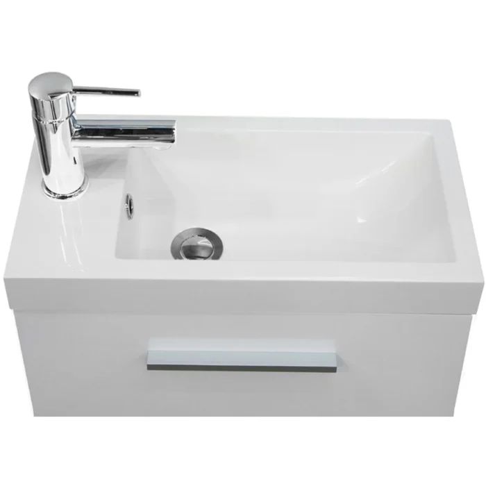 Xellanz Emma Fonteinkast + Wastafel - 50x25x50cm - 1 kunstmarmeren wasbak - 1 kraangat - 1 deur - Glans Wit