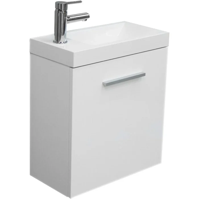 Xellanz Emma Fonteinkast + Wastafel - 50x25x50cm - 1 kunstmarmeren wasbak - 1 kraangat - 1 deur - Glans Wit