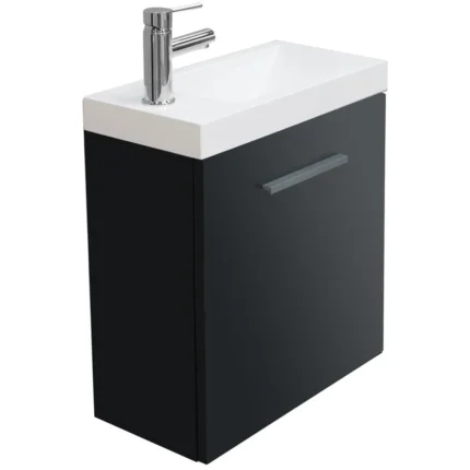 Xellanz Emma Fonteinkast + Wastafel - 50x25x50cm - 1 kunstmarmeren wasbak - 1 kraangat - 1 deur - Hoogglans Grijs