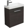 Xellanz Emma Fonteinkast + Wastafel - 50x25x50cm - 1 kunstmarmeren wasbak - 1 kraangat - 1 deur - Houtnerf Grijs