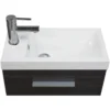Xellanz Emma Fonteinkast + Wastafel - 50x25x50cm - 1 kunstmarmeren wasbak - 1 kraangat - 1 deur - Houtnerf Grijs
