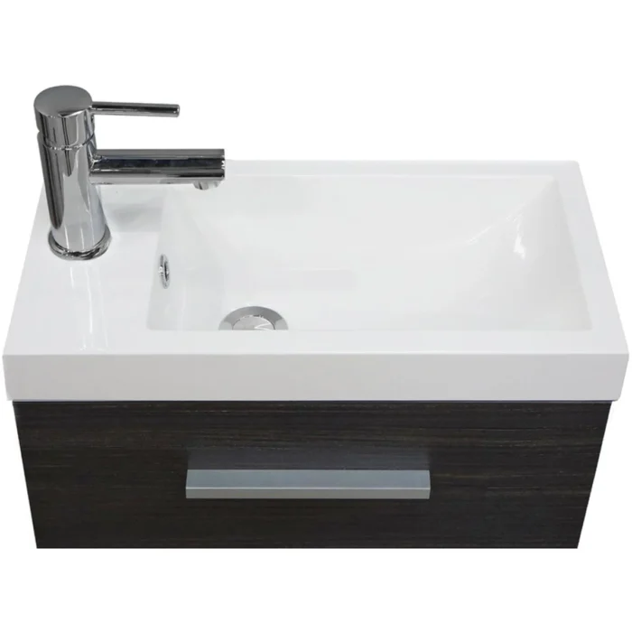 Xellanz Emma Fonteinkast + Wastafel - 50x25x50cm - 1 kunstmarmeren wasbak - 1 kraangat - 1 deur - Houtnerf Grijs