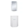 Xellanz Lena Hoek Fonteinkast + Wastafel en Spiegelkast - 50x40x25cm - 1 minermaalmarmeren wasbak - 1 kraangat - 1 lade - Glans Wit
