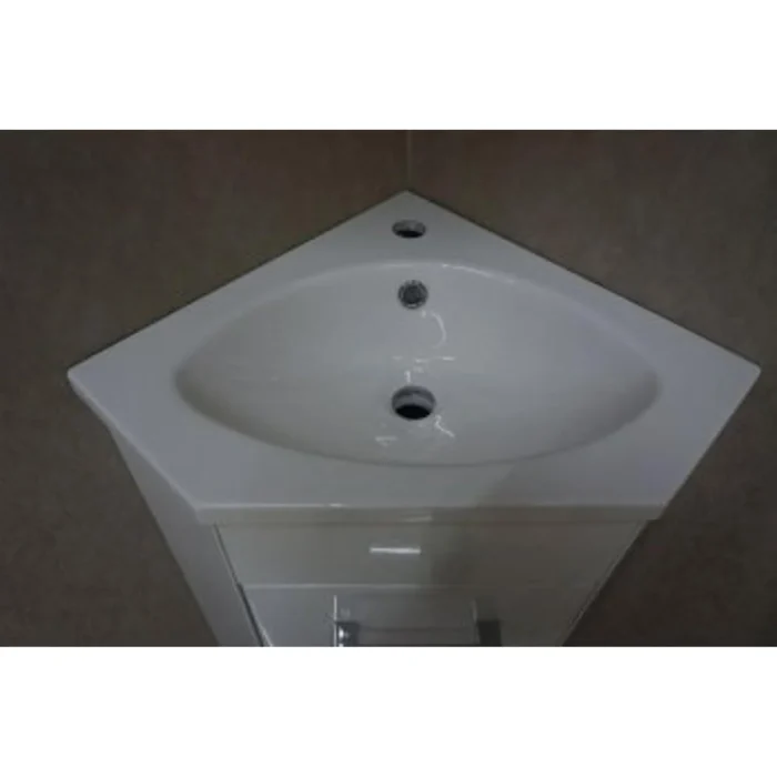 Xellanz Lena Hoek Fonteinkast + Wastafel en Spiegelkast - 50x40x25cm - 1 minermaalmarmeren wasbak - 1 kraangat - 1 lade - Glans Wit