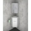 Xellanz Lena Hoek Fonteinkast + Wastafel en Spiegelkast - 50x40x25cm - 1 minermaalmarmeren wasbak - 1 kraangat - 1 lade - Glans Wit