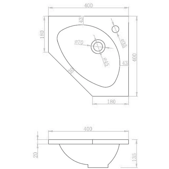 Xellanz Lena Hoek Fonteinkast + Wastafel en Spiegelkast - 50x40x25cm - 1 minermaalmarmeren wasbak - 1 kraangat - 1 lade - Glans Wit