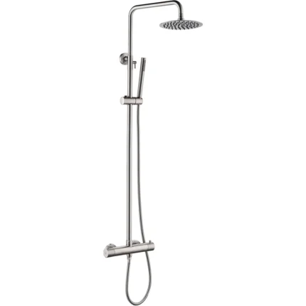 Wiesbaden 304 Thermostatische Regendoucheset - met 25cm Ronde Hoofddouche en Staafhanddouche - Opbouw - RVS