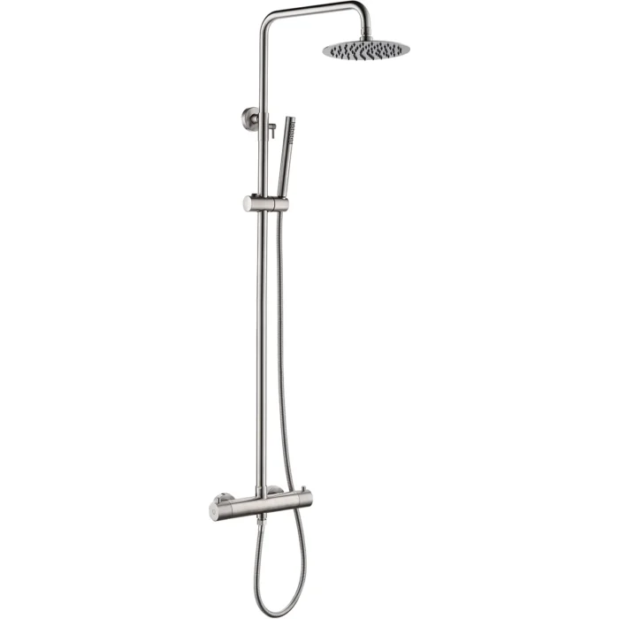 Wiesbaden 304 Thermostatische Regendoucheset - met 25cm Ronde Hoofddouche en Staafhanddouche - Opbouw - RVS