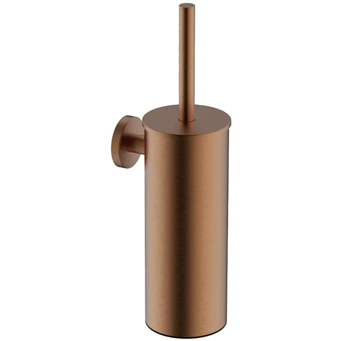 Wiesbaden Alonzo Toiletborstel met Houder - 35cm - Wand - Rond - Geborsteld Brons Koper