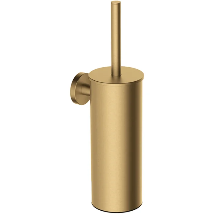 Wiesbaden Alonzo Toiletborstel met Houder - 35cm - Wand - Rond - Geborsteld Messing