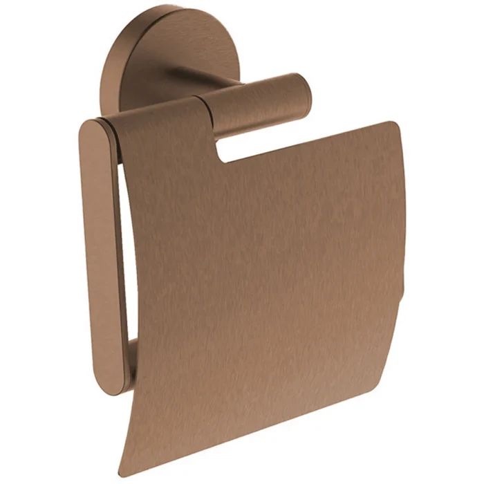 Wiesbaden Alonzo Toiletrolhouder met Klep - Wand - 1 rol - RVS - Geborsteld Brons Koper