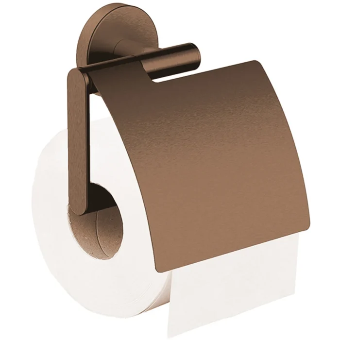 Wiesbaden Alonzo Toiletrolhouder met Klep - Wand - 1 rol - RVS - Geborsteld Brons Koper