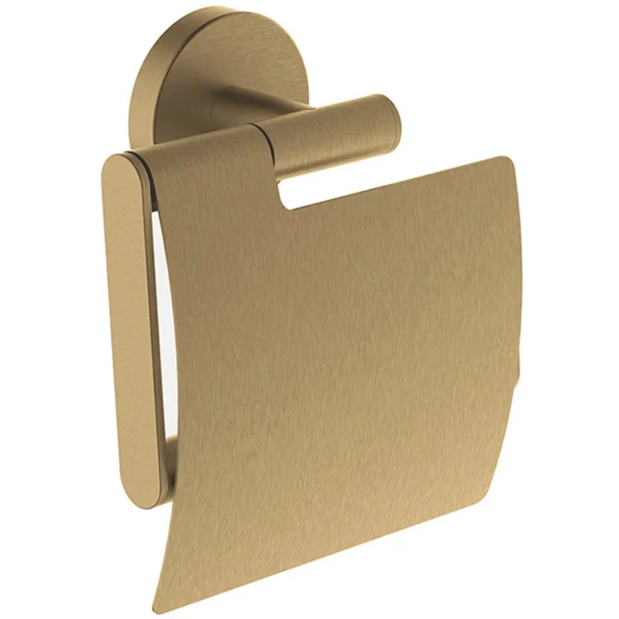 Wiesbaden Alonzo Toiletrolhouder met Klep - Wand - 1 rol - RVS - Geborsteld Messing