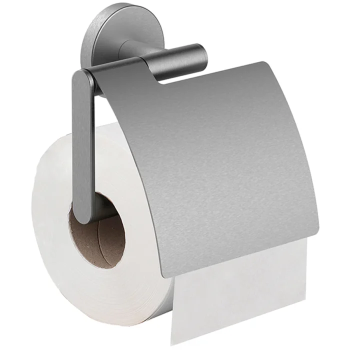 Wiesbaden Alonzo Toiletrolhouder met Klep - Wand - 1 rol - RVS - Geborsteld RVS