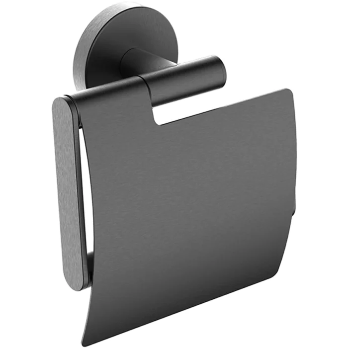 Wiesbaden Alonzo Toiletrolhouder met Klep - Wand - 1 rol - RVS - Gunmetal