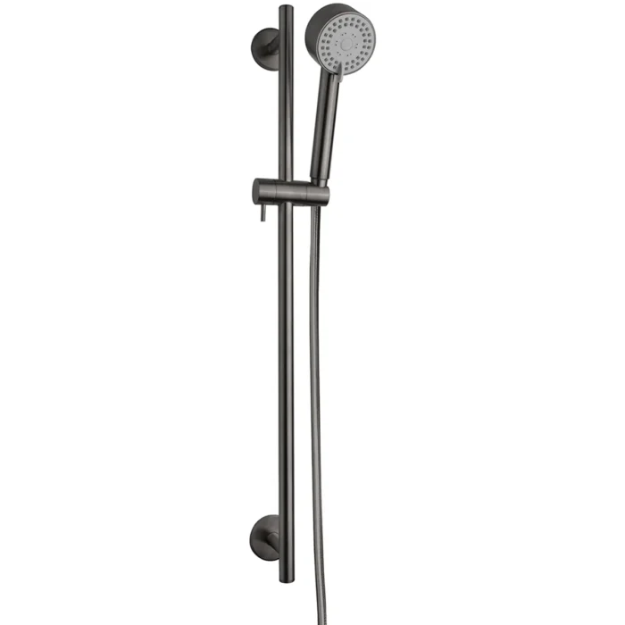 Wiesbaden Cadans Glijstangset met Ronde Handdouche - Metalen Doucheslang - 3 standen - Gunmetal