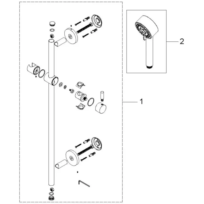 Wiesbaden Cadans Glijstangset met Ronde Handdouche - Metalen Doucheslang - 3 standen - Gunmetal