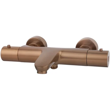 Wiesbaden Caral Thermostatische Badmengkraan - Hartafstand 15cm - Opbouw - Messing - Geborsteld Brons Koper