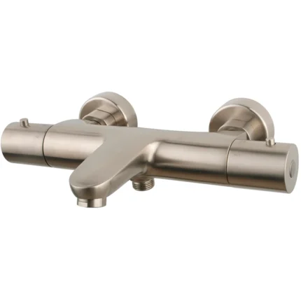 Wiesbaden Caral Thermostatische Badmengkraan - Hartafstand 15cm - Opbouw - Messing - Geborsteld Staal