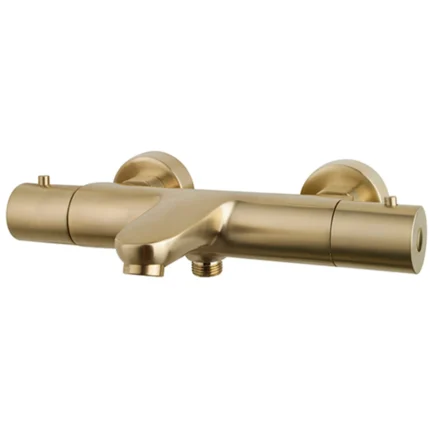 Wiesbaden Caral Thermostatische Badmengkraan - Hartafstand 15cm - Opbouw - Messing - Geborsteld Messing