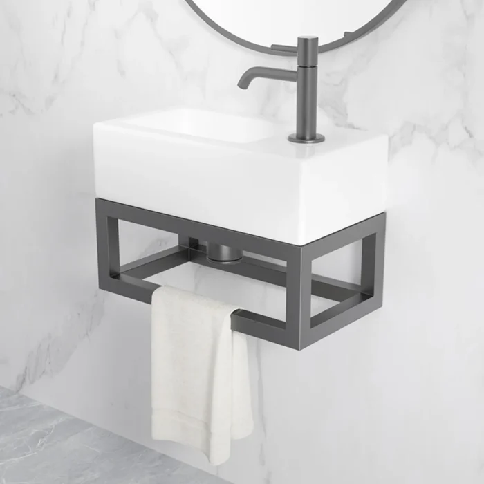 Wiesbaden Nick Wastafelframe voor Fontein - 395x150x215mm - Opbouw - RVS - Gunmetal