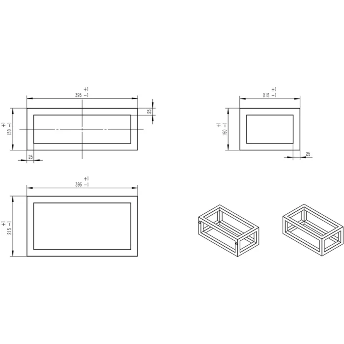 Wiesbaden Nick Wastafelframe voor Fontein - 395x150x215mm - Opbouw - RVS