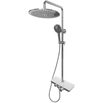 Wiesbaden Nuovo Thermostatische Regendoucheset met Planchet - met 30cm Ronde Hoofddouche en Staafhanddouche - Opbouw - Chroom