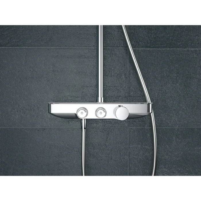 Wiesbaden Nuovo Thermostatische Regendoucheset met Planchet - met 30cm Ronde Hoofddouche en Staafhanddouche - Opbouw - Chroom