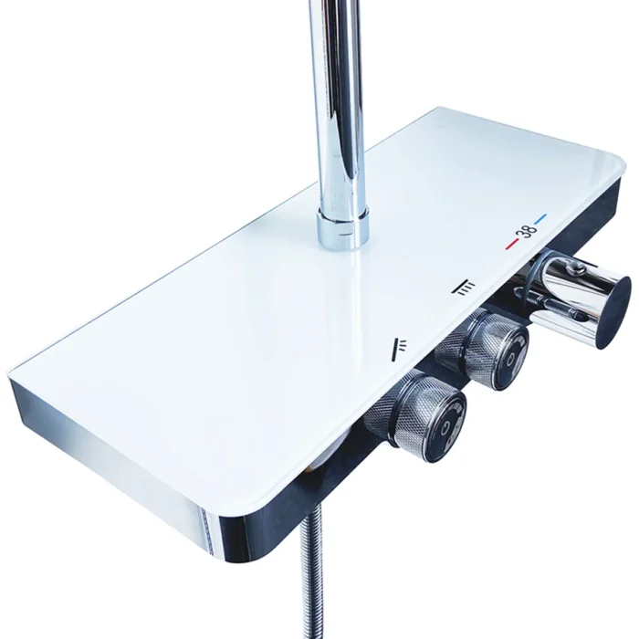 Wiesbaden Nuovo Thermostatische Regendoucheset met Planchet - met 30cm Ronde Hoofddouche en Staafhanddouche - Opbouw - Chroom