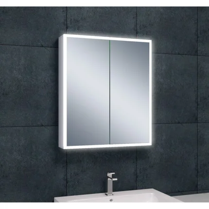 Wiesbaden Quatro Spiegelkast met LED - 60x70x13cm - Dimbaar - Draaideur - Rechthoek - Aluminium