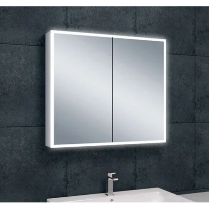 Wiesbaden Quatro Spiegelkast met LED - 80x70x13cm - Dimbaar - Draaideur - Rechthoek - Aluminium